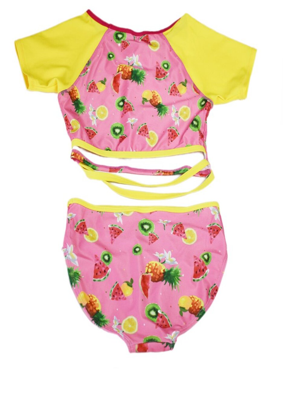 Jantzen Girls Swimsuit Pink Lime Bikini 2-Pc Swim Set UPF 50+ Short Sleeve NEW - Picture 6 of 7